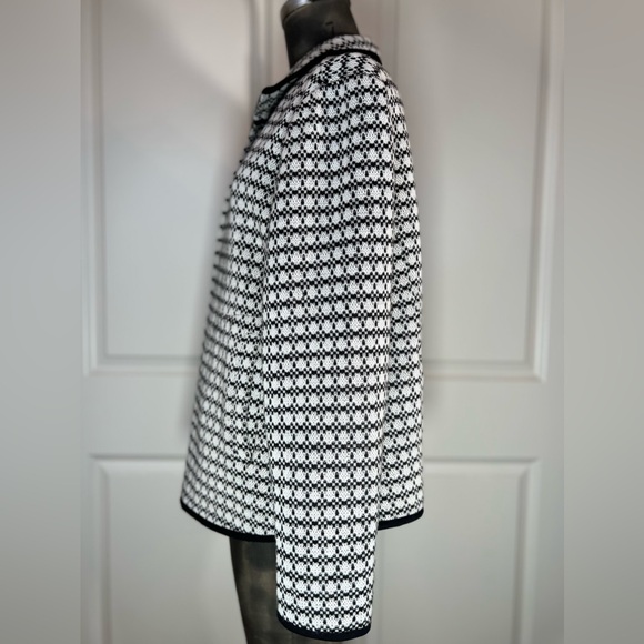 Coldwater Creek Black White Zip Front Hybrid Sweater Jacket Fleece Back XL - Picture 4 of 10